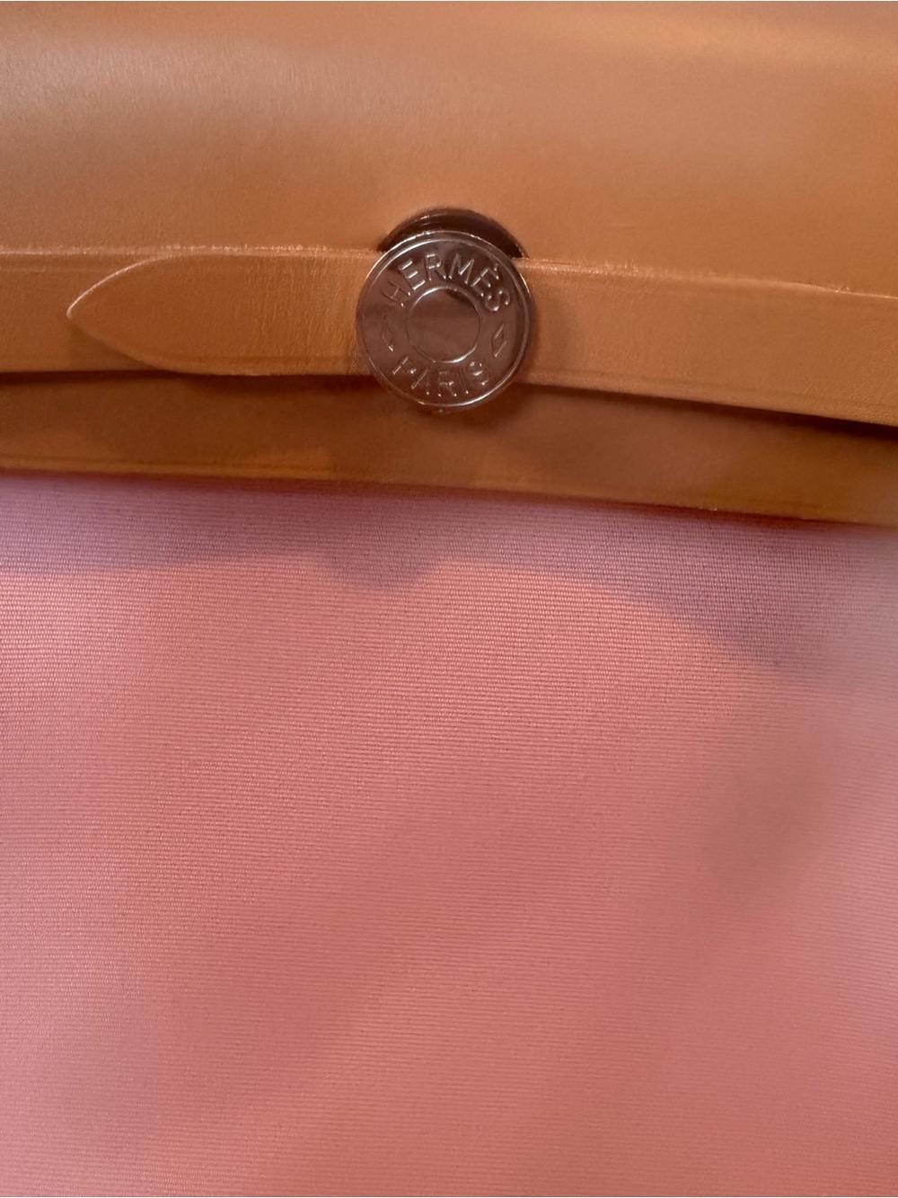 BRAND NEW! Hermès Herbag Zip PM two-way handbag. Pink canvas/brown leather. - Picture 2 of 9